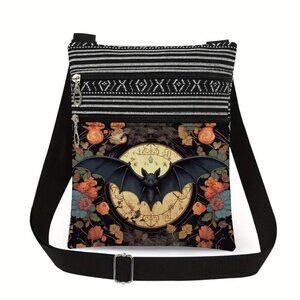 Womans Crossbody Lightweight Fall/Halloween Bag. Adjustable Strap. Bat. New.
